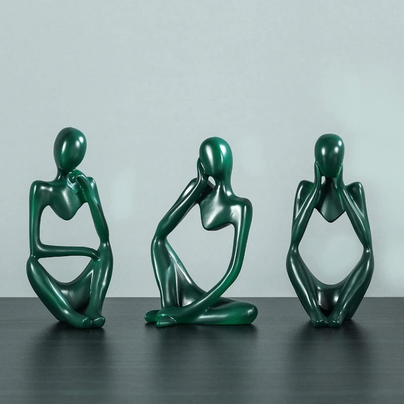 BMLCGJ Thinker Statue Gold Decor Abstract Art Sculpture, Golden Resin Collectible Figurines for Home Living Room Office Shelf Decoration,Great Gift Ideas (Green) - Image 2
